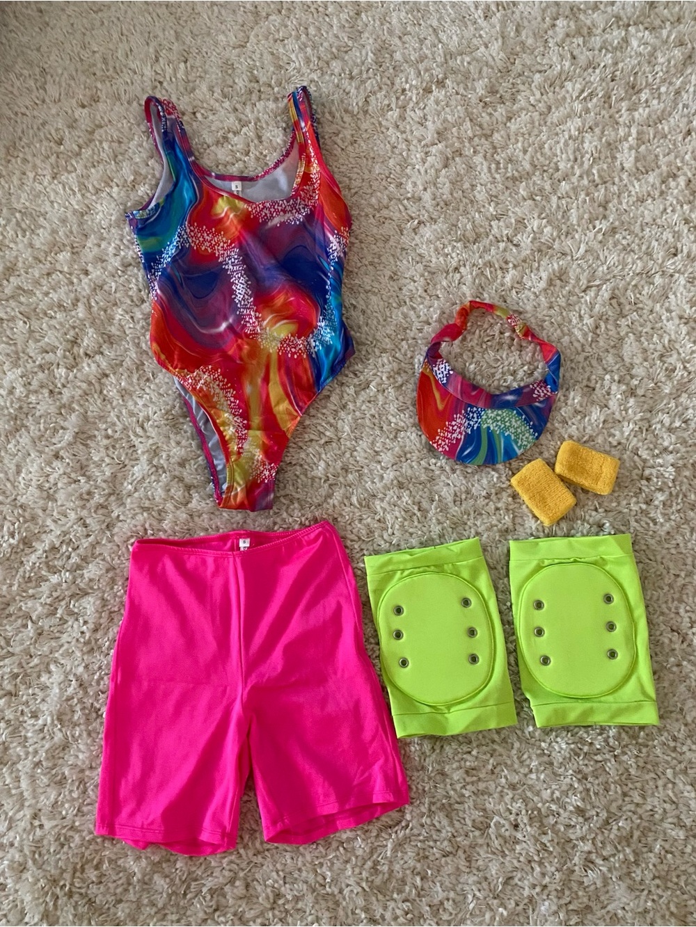 Rollerblade Barbie Multicolor Costume Set with Pink Shorts and Lime Knee Pads